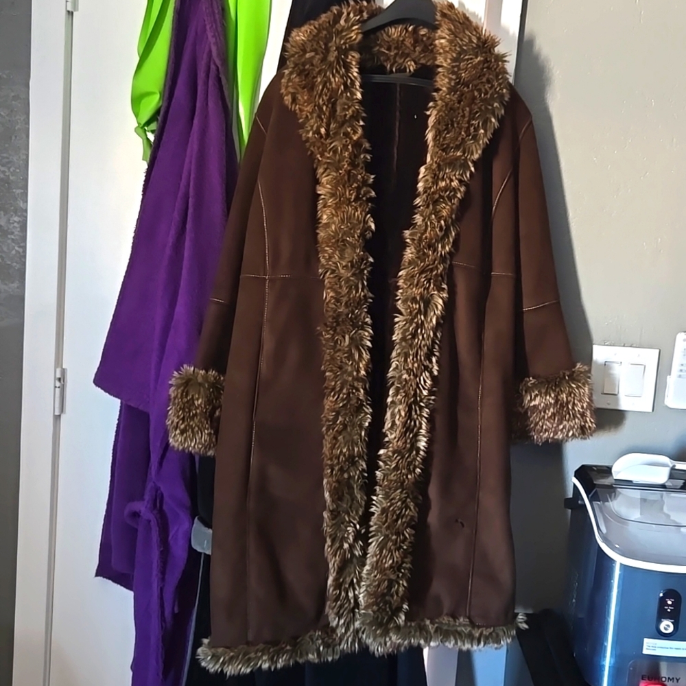 Suede fur coat
